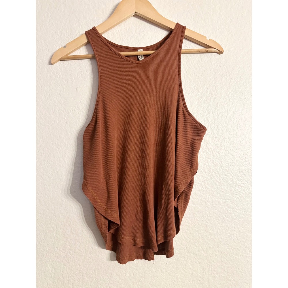 Free People Intimately Ribbed High Neck Tank Top Rust Brown Racerback - Picture 4 of 10